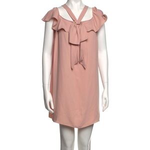 JAY GODFREY Pink Mini Dress Ruffle and Bow Details Off the Shoulder NWT